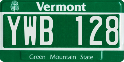 VT license plate YWB128