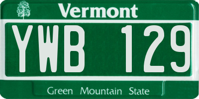 VT license plate YWB129