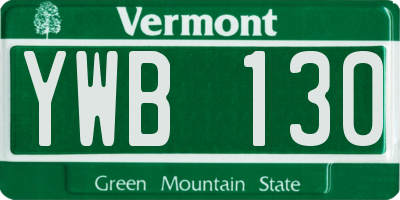VT license plate YWB130