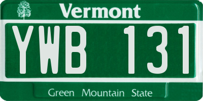 VT license plate YWB131