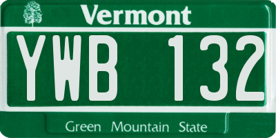VT license plate YWB132