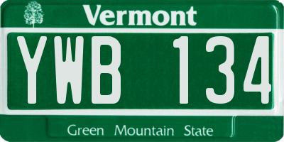 VT license plate YWB134