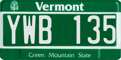 VT license plate YWB135