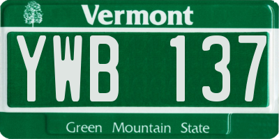 VT license plate YWB137