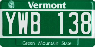 VT license plate YWB138