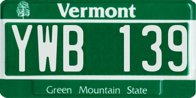 VT license plate YWB139