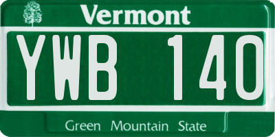 VT license plate YWB140