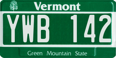 VT license plate YWB142