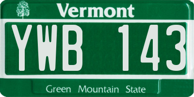 VT license plate YWB143