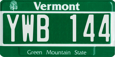 VT license plate YWB144
