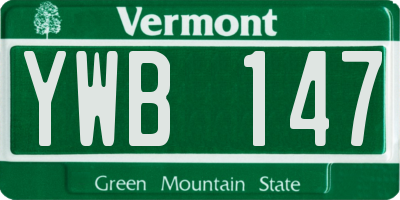VT license plate YWB147