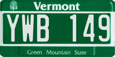 VT license plate YWB149