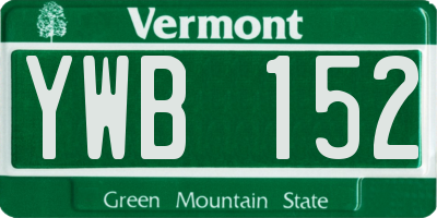 VT license plate YWB152