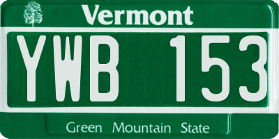 VT license plate YWB153