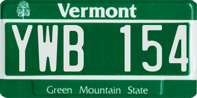 VT license plate YWB154