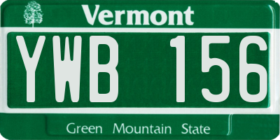 VT license plate YWB156
