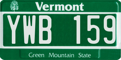 VT license plate YWB159