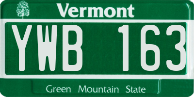 VT license plate YWB163