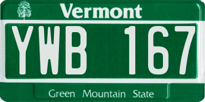 VT license plate YWB167
