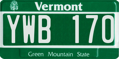 VT license plate YWB170