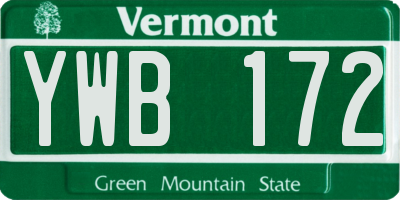 VT license plate YWB172