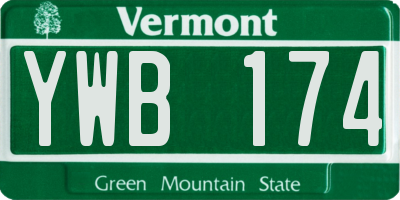VT license plate YWB174