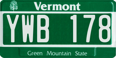 VT license plate YWB178
