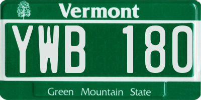 VT license plate YWB180