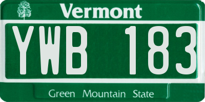 VT license plate YWB183