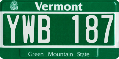 VT license plate YWB187