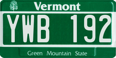 VT license plate YWB192