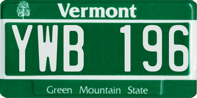VT license plate YWB196
