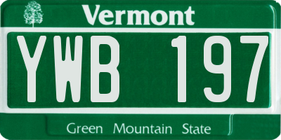 VT license plate YWB197