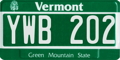 VT license plate YWB202