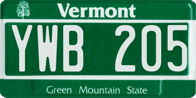 VT license plate YWB205