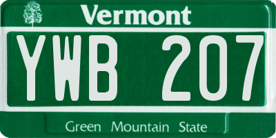VT license plate YWB207