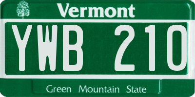 VT license plate YWB210