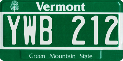 VT license plate YWB212