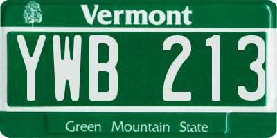 VT license plate YWB213