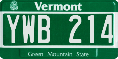 VT license plate YWB214