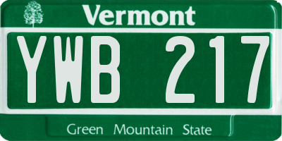 VT license plate YWB217