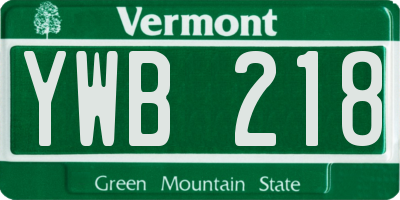 VT license plate YWB218