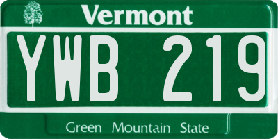 VT license plate YWB219