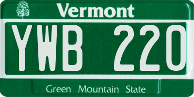 VT license plate YWB220