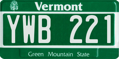 VT license plate YWB221