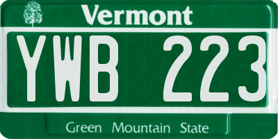 VT license plate YWB223