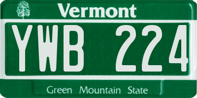 VT license plate YWB224