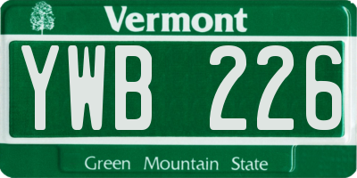 VT license plate YWB226