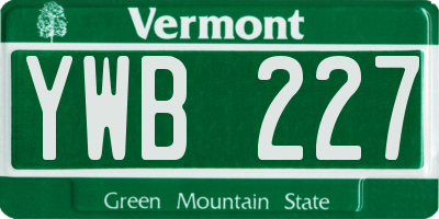 VT license plate YWB227