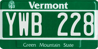 VT license plate YWB228
